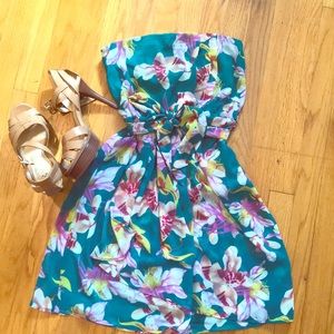 EXPRESS turquoise strapless dress